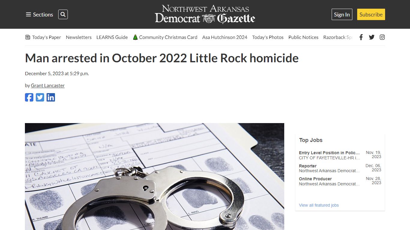 Man arrested in October 2022 Little Rock homicide | Northwest Arkansas ...
